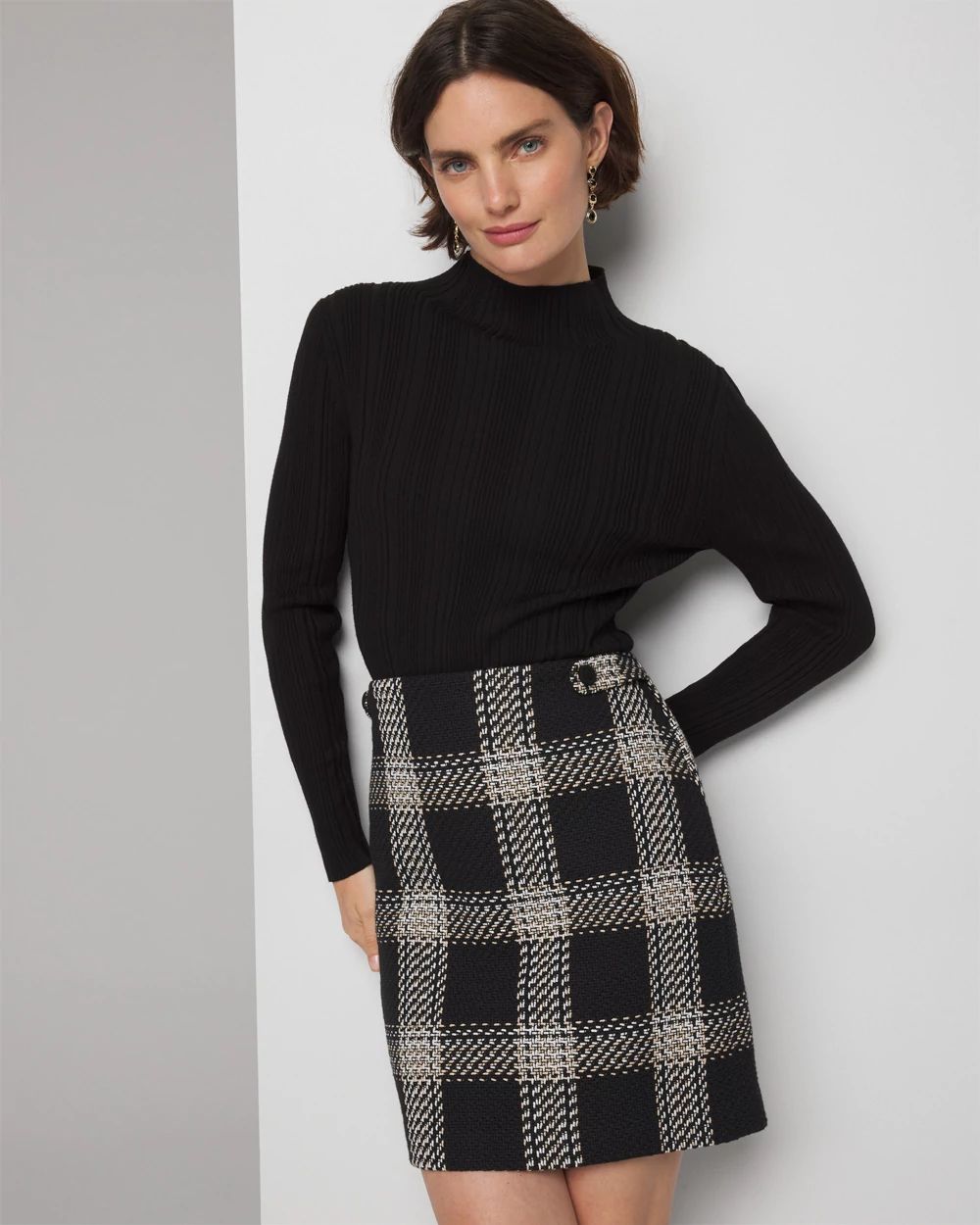 Black and white plaid skirt and blazer top
